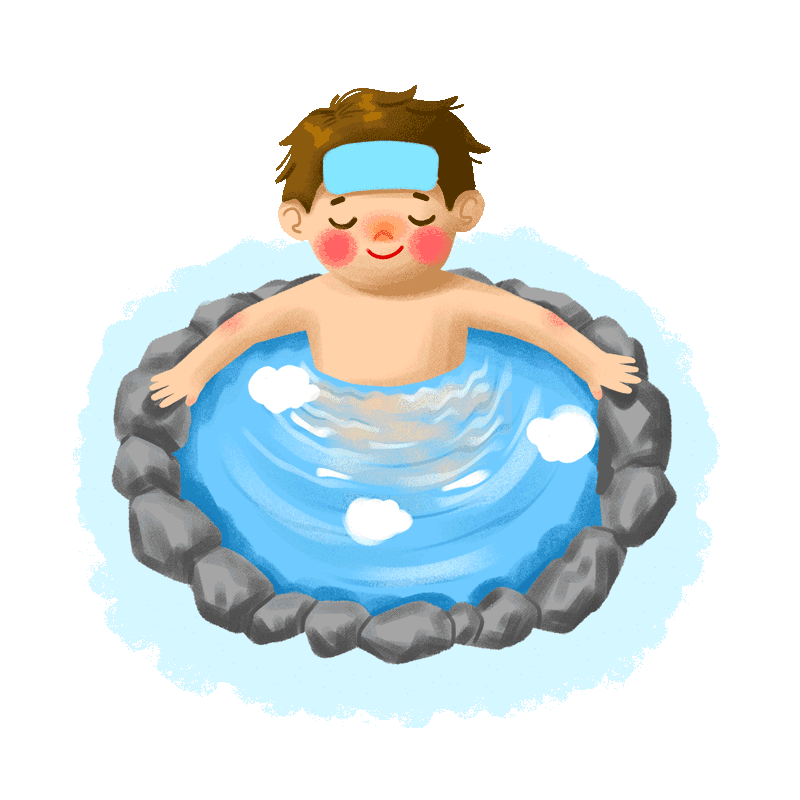 冬季冬天旅行泡温泉的小男孩动图gifgif动态图片下载 千库网