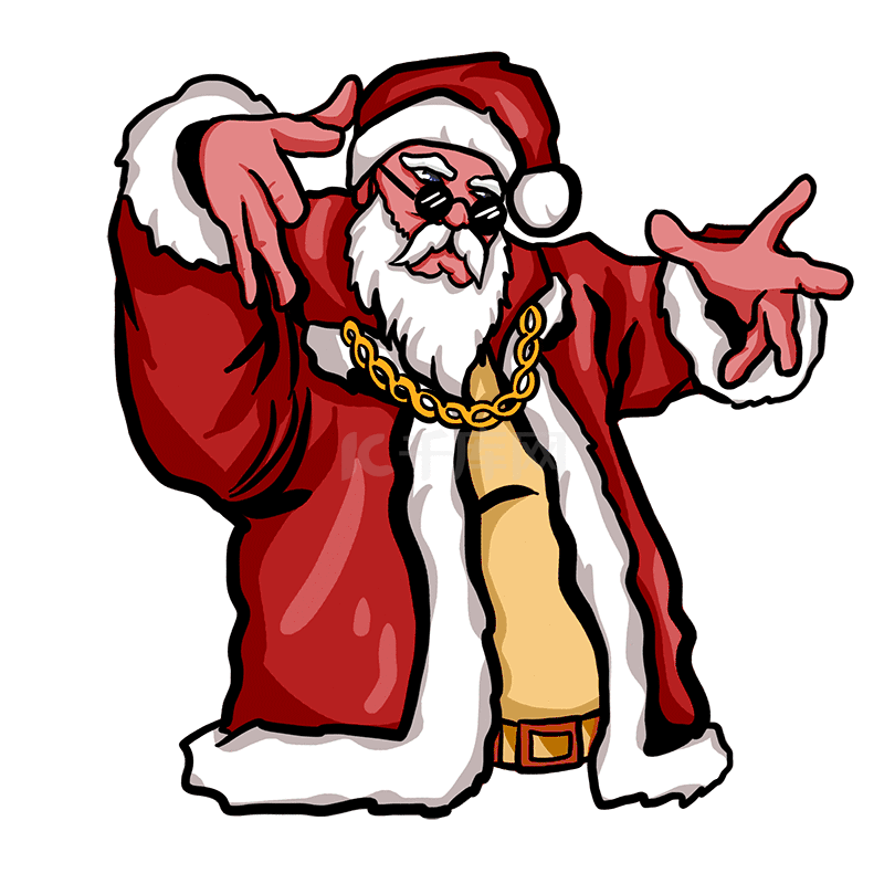 红色圣诞节圣诞老人rock摇滚动图gif