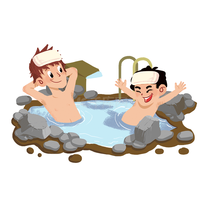 冬季泡温泉男孩冬天gif图gif动态图片下载 千库网