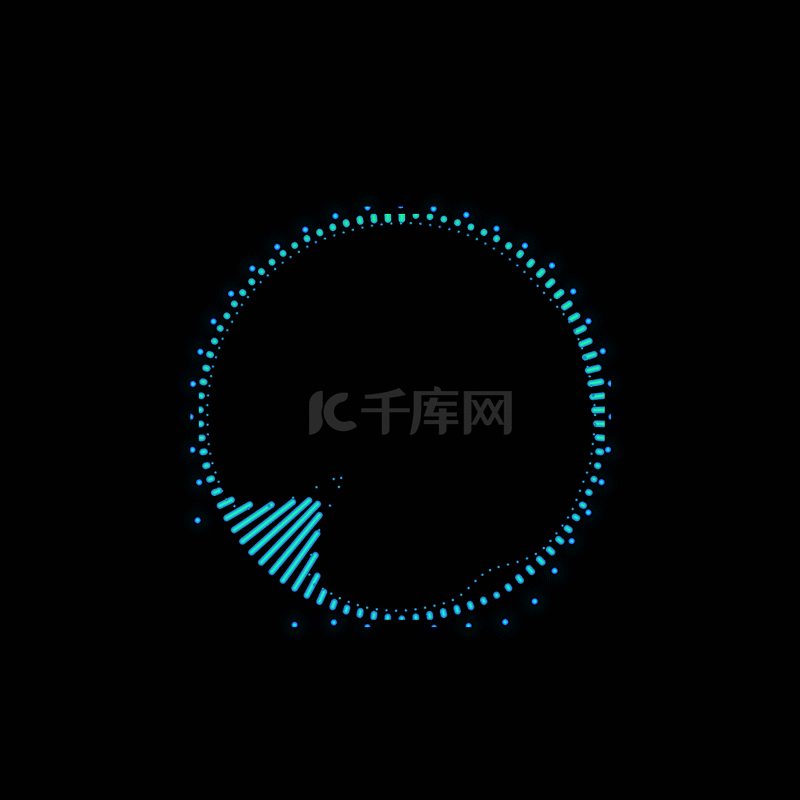 蓝色系电子科技感线条音频音乐线谱圆圈音符音轨音频动图GIF  