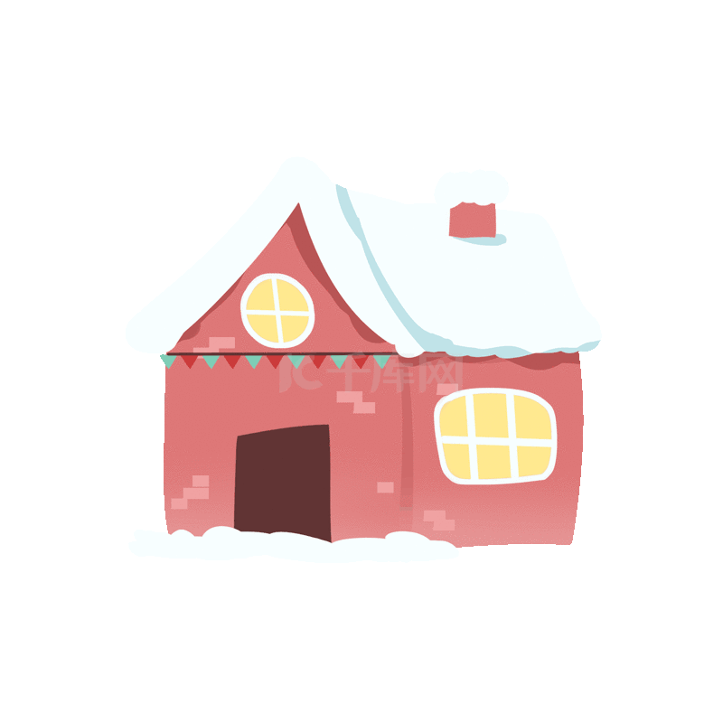 圣诞节圣诞装饰圣诞房子红色白雪积雪动图gif