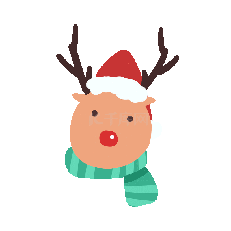 圣诞节圣诞装饰圣诞麋鹿小鹿红帽子动图gif