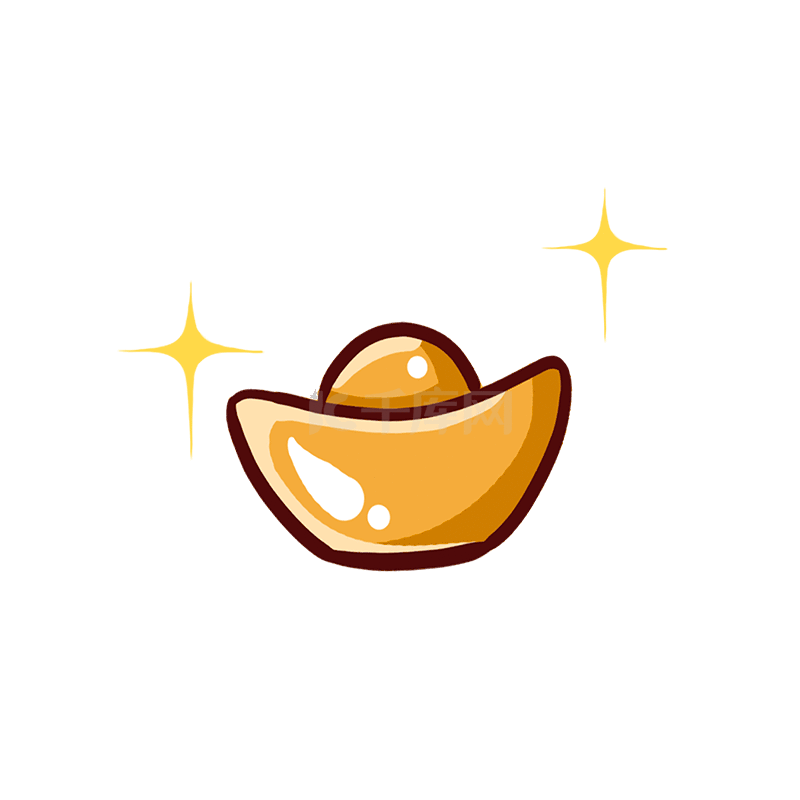 卡通手绘牛年元宝插画