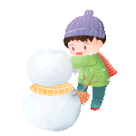 冬天堆雪人的小男孩玩雪冬季动图GIF小寒大寒