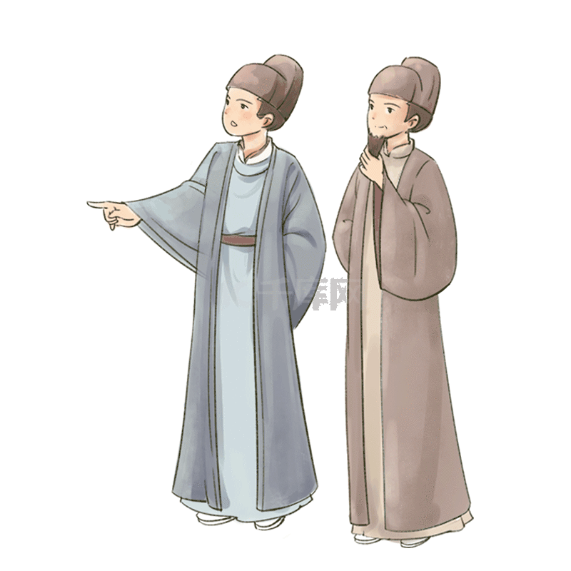 古代仕女作画时光手绘插画图片-千库网