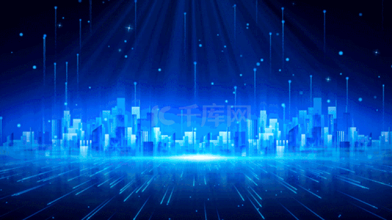 科技城市蓝色光线视频背景