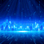 科技城市蓝色光线视频背景