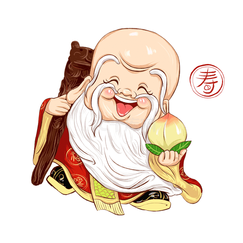 新年春节寿星神仙福寿禄喜牛年2021动图gif