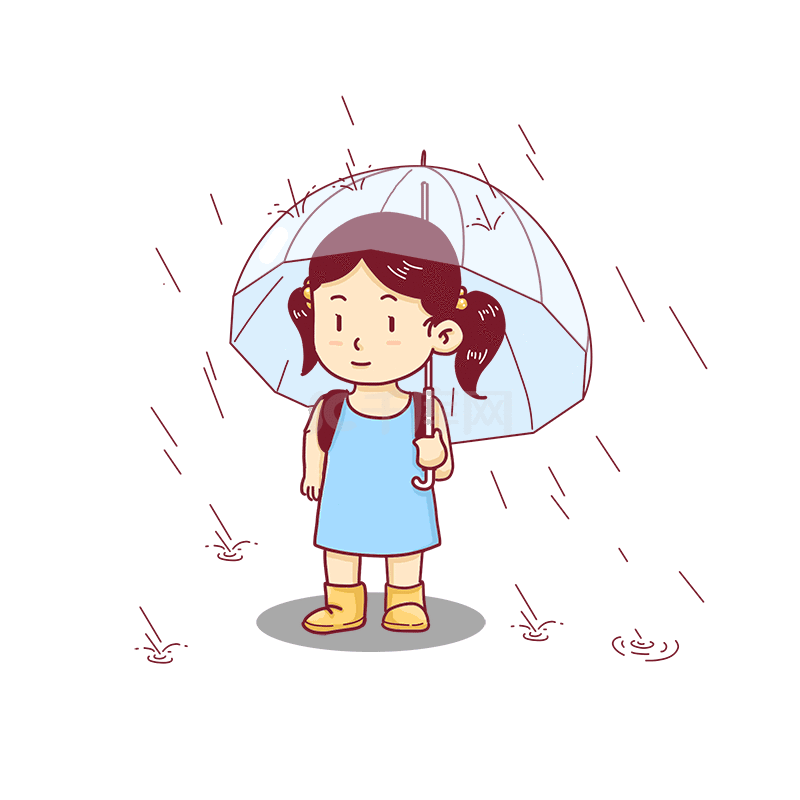 下雨天打伞的图片卡通图片