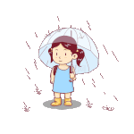 下雨天雨滴雨中撑伞小女孩动图gif
