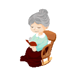 老太太坐在椅子上看书动图GIF