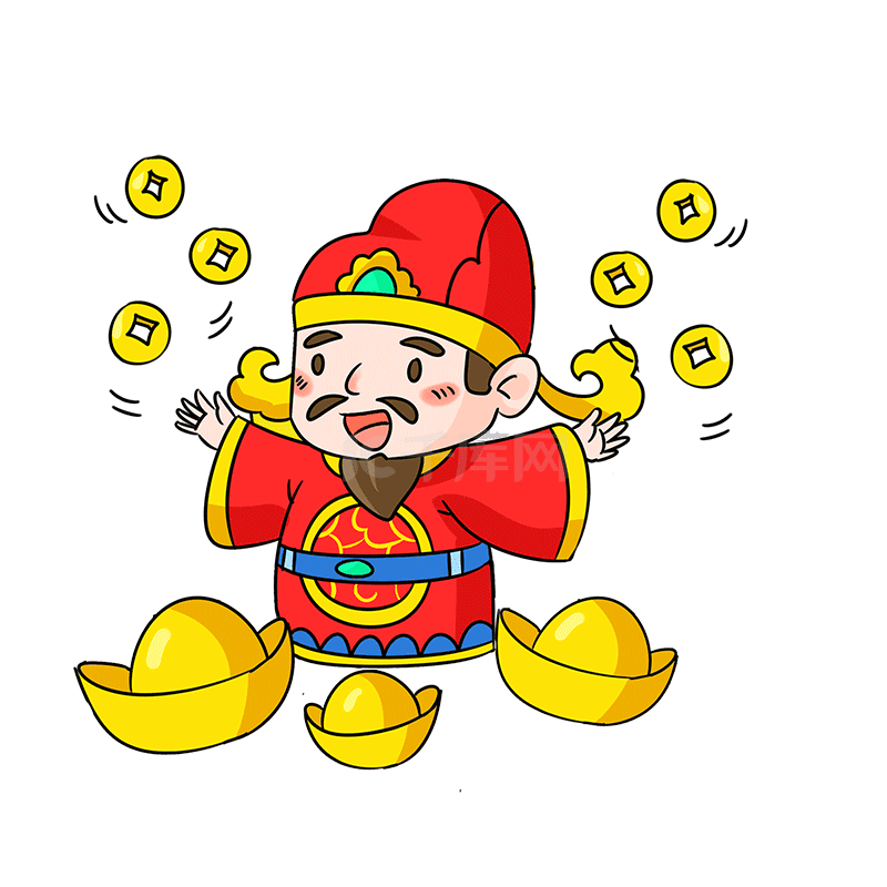 春节新年财神发元宝金币的神仙表情包动图gif