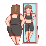 美容减肥瘦身胖女孩照镜子变身材好想象GIF