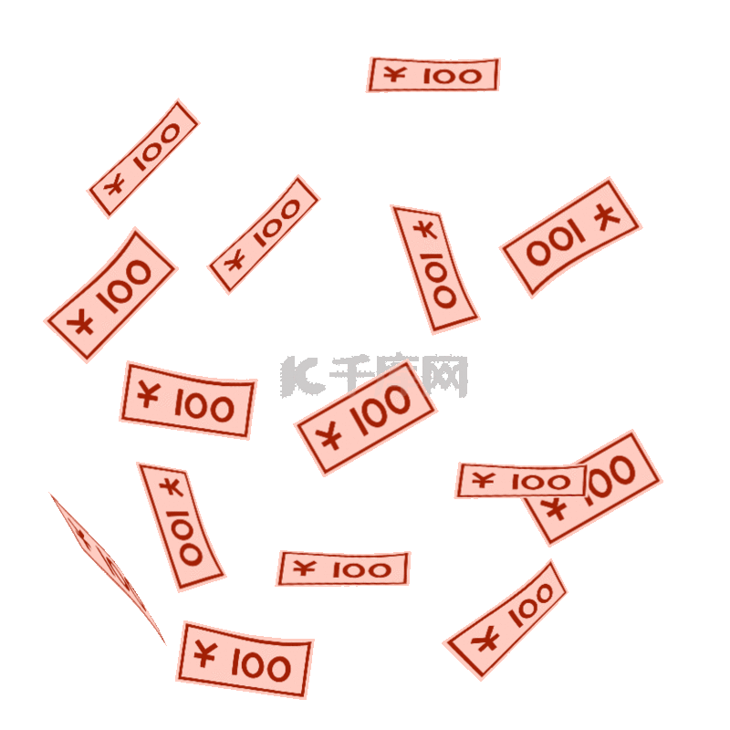 钱钞票现金纸币100块漂浮动图gif