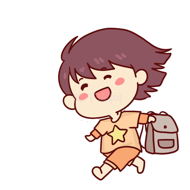 放学放假拿书包可爱开心gif跳跃