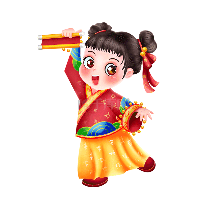 女孩春节过年万事如意春联动图gifgif动态图片下载 千库网