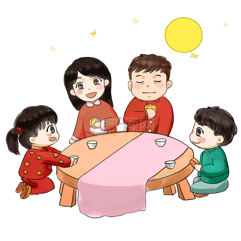 年夜饭全家团圆聚会吃点心gif动图