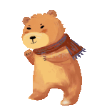 棕熊小熊动物 保暖冬天戴围巾动图gif