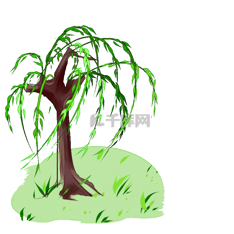 春天绿柳垂柳枝植物立春春分动图gif
