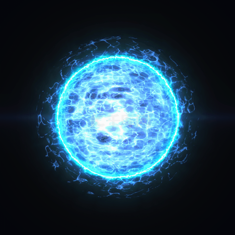 蓝色发光扭动变幻魔法球gif动图