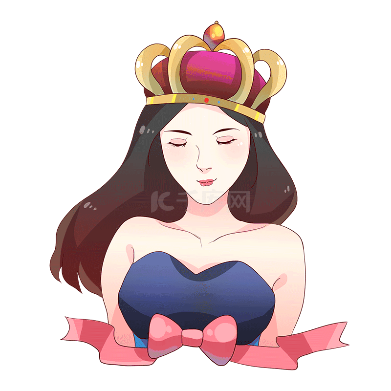 女神节女王节妇女节头戴皇冠女神长发飘飘动图gif