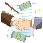 商务办公合作握手签约协议合同钱动图gif
