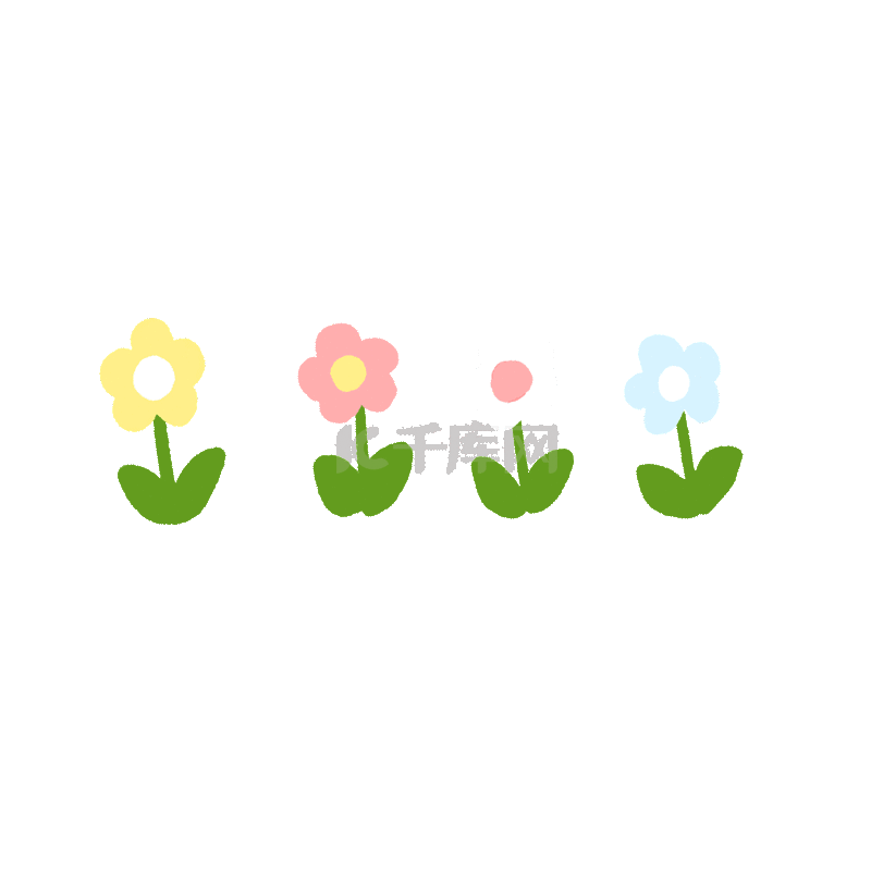 春天植物可爱小花花朵绿叶装饰贴纸动图gif春分