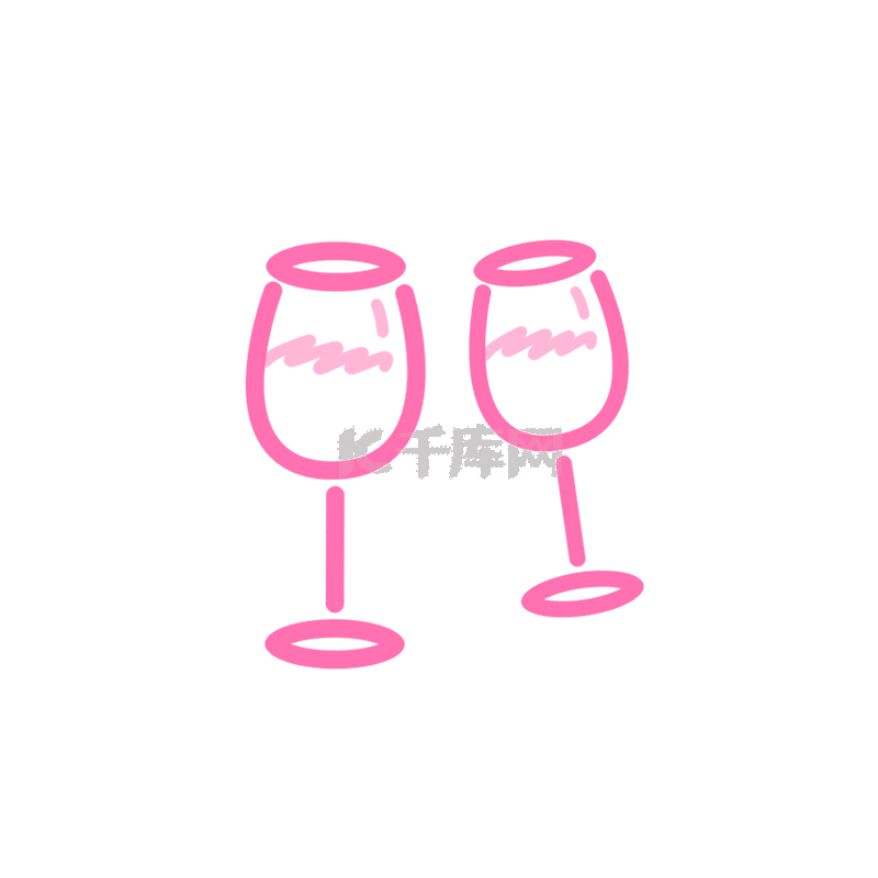粉色红酒杯干杯情人节浪漫约会线条贴纸gif动态图片下载 千库网
