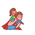 超人妈妈背女儿卡通动图gif