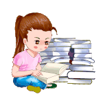 世界读书日女孩翻书阅读坐在地上看书卡通动图gif