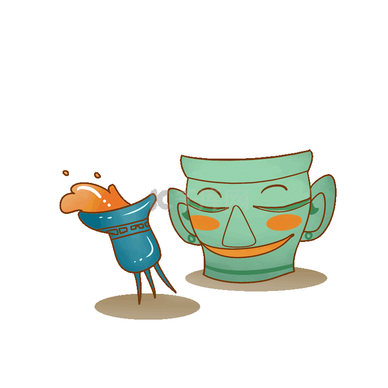 考古文物三星堆干杯表情包动图gif