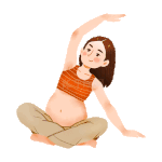 锻炼身体瑜伽怀孕妈妈做孕妇操卡通动图gif