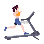美女锻炼减肥健身跑步机有氧运动健康生活扁平动图gif