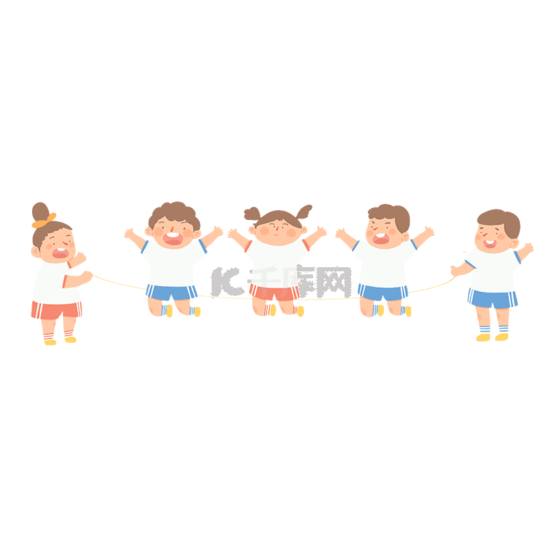 儿童节六一校园活动小学生跳绳手绘卡通动图gif