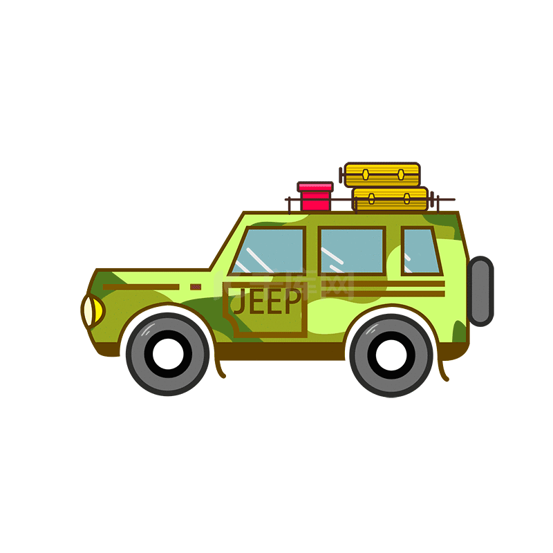 酷帅吉普车出游自驾游旅游旅行卡通绿色动图gif
