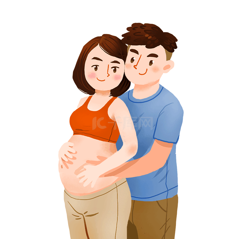 家庭孕妇孕妈老公怀孕胎教摸肚子动图gif