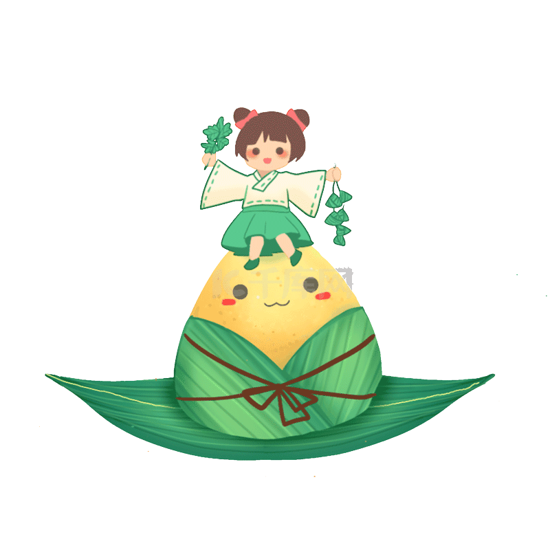 端午节端午卡通古风人物粽子动图gif