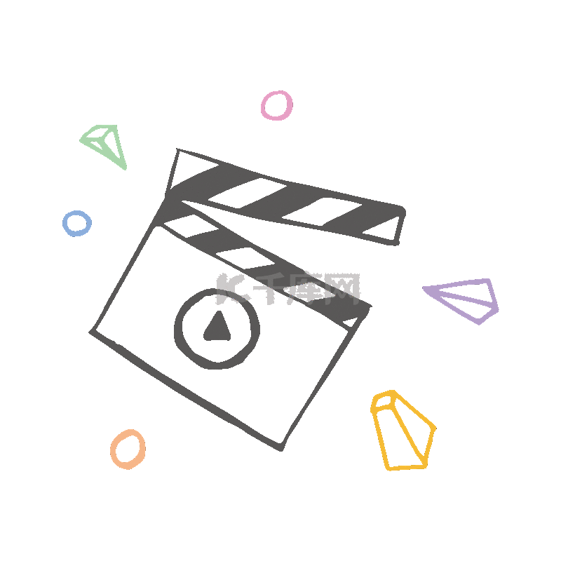 导演影视打板板子action黑色手绘线条动图gif