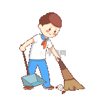 五一劳动节51男孩扫地打扫清洁卫生值日动图gif