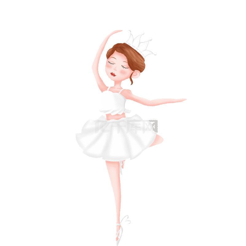舞蹈跳舞芭蕾舞女孩踮着脚尖白色动图gif