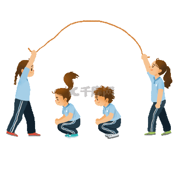 运动跳长绳学生儿童体育集体活动户外玩耍跳绳动图gif