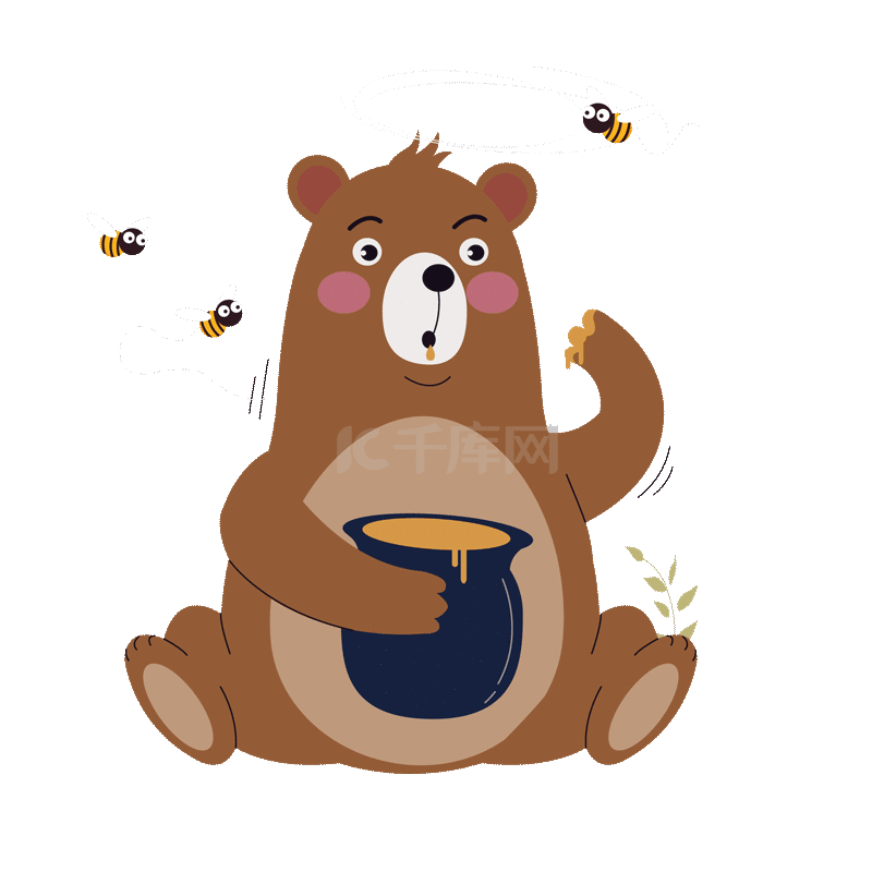 动物可爱小熊吃蜂蜜蜜蜂动图gif