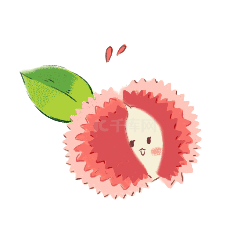 夏天水果荔枝拟人卡通动图gif