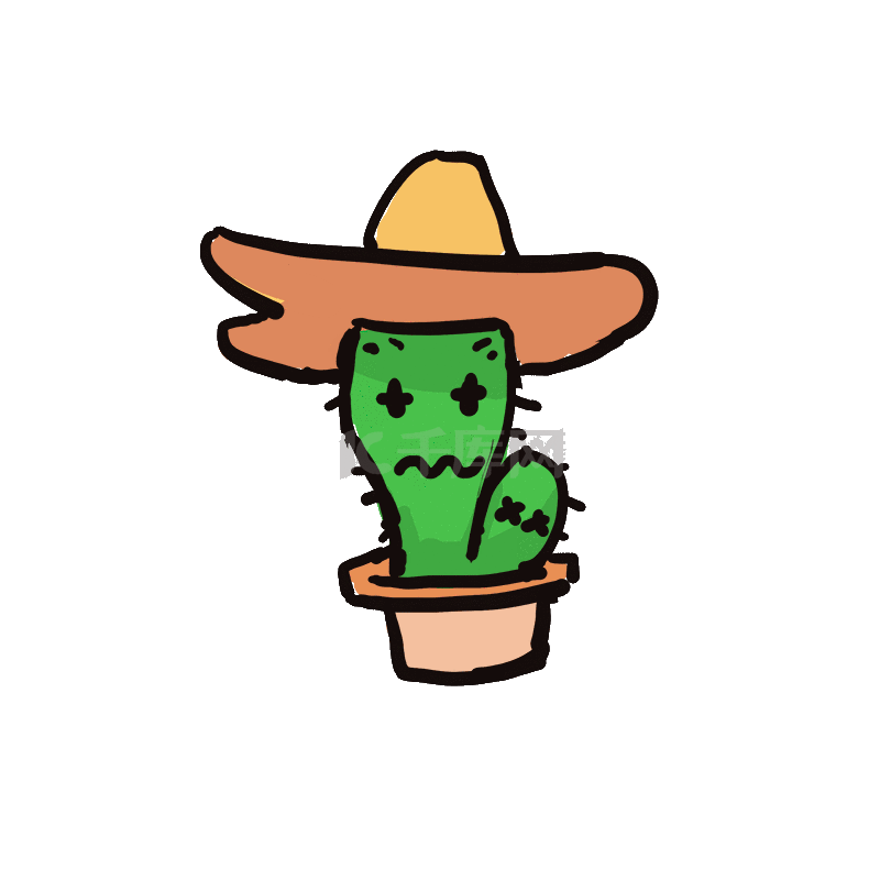 植物仙人掌表情拟人贴纸绿色动图gif