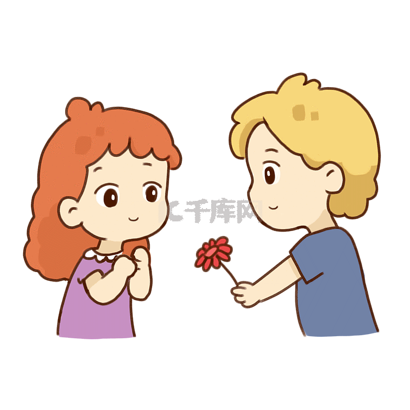 情人节卡通男孩卡通女孩可爱风海报插画图片-千库网