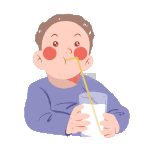 饮料食物人物可爱男孩子喝牛奶动图gif