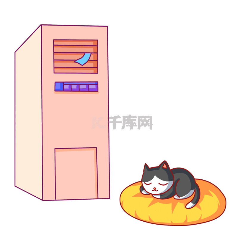 夏天空调家电冷气吹空调的小猫动图gifgif动态图片下载 千库网