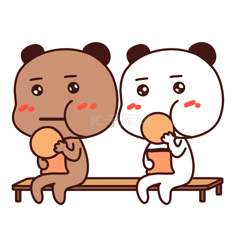 排排坐并肩坐恶搞贴纸吃饼干表情包动图gif