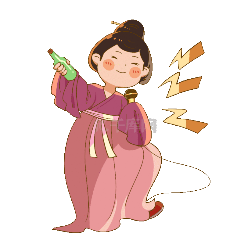 穿越古代可爱仕女宫女古装唱歌喝酒k歌古风人物人动图gif