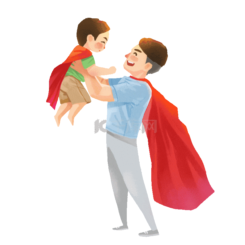 父亲节爸爸儿子互动举高高超人亲子动图gif